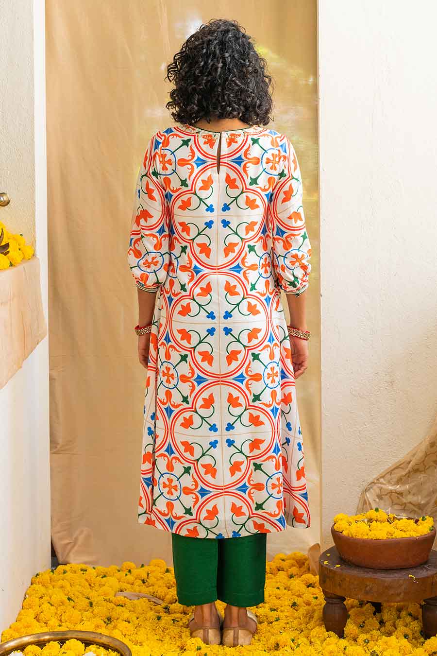 Multicolour Printed Zesty Zellige Kurta Set