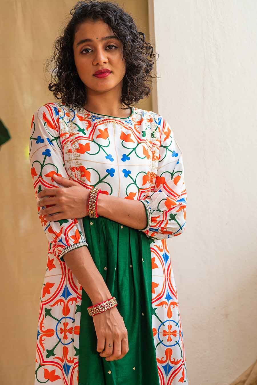 Multicolour Printed Zesty Zellige Kurta Set