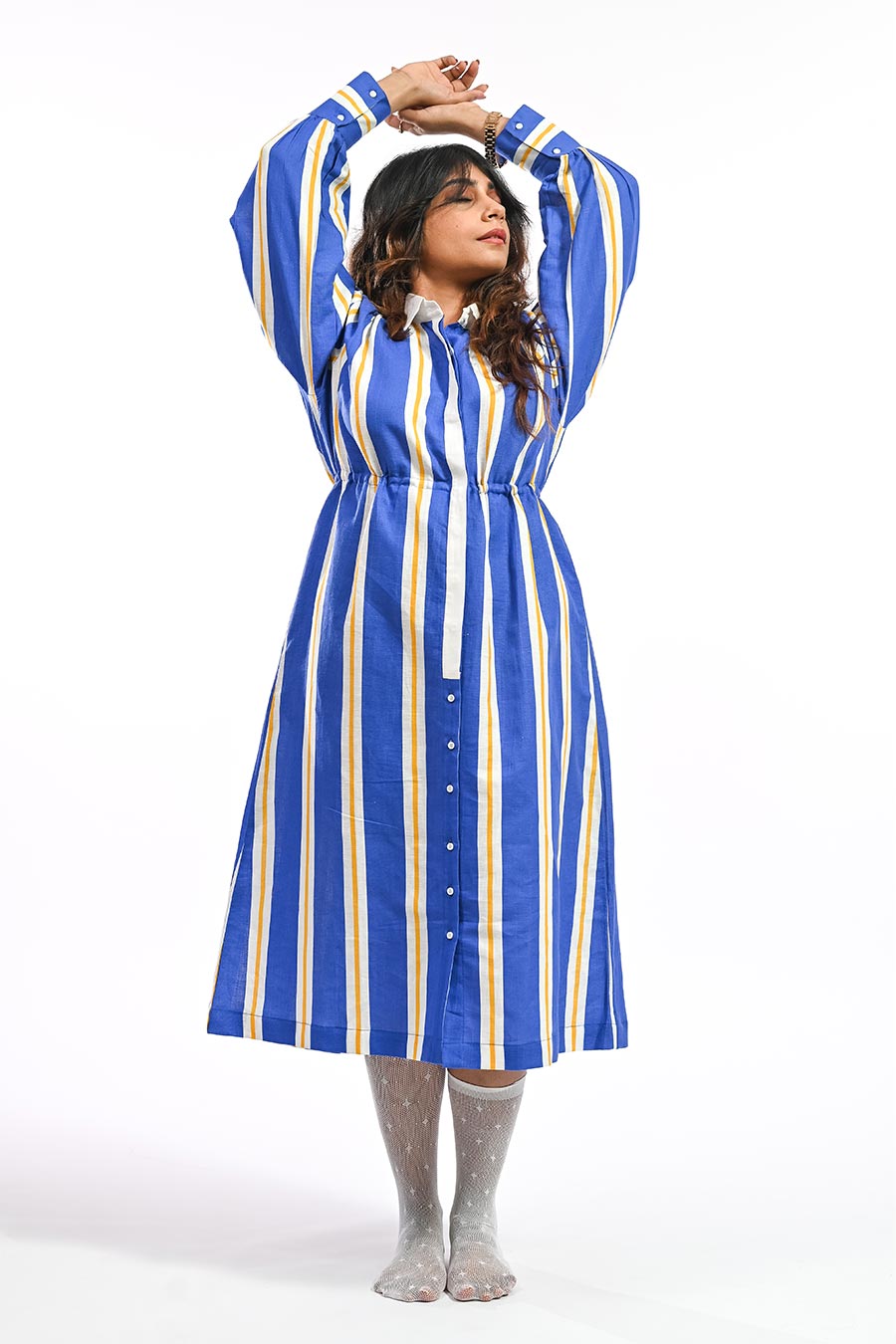Azul Patto Blue Mosaic Printed Shirt Dress