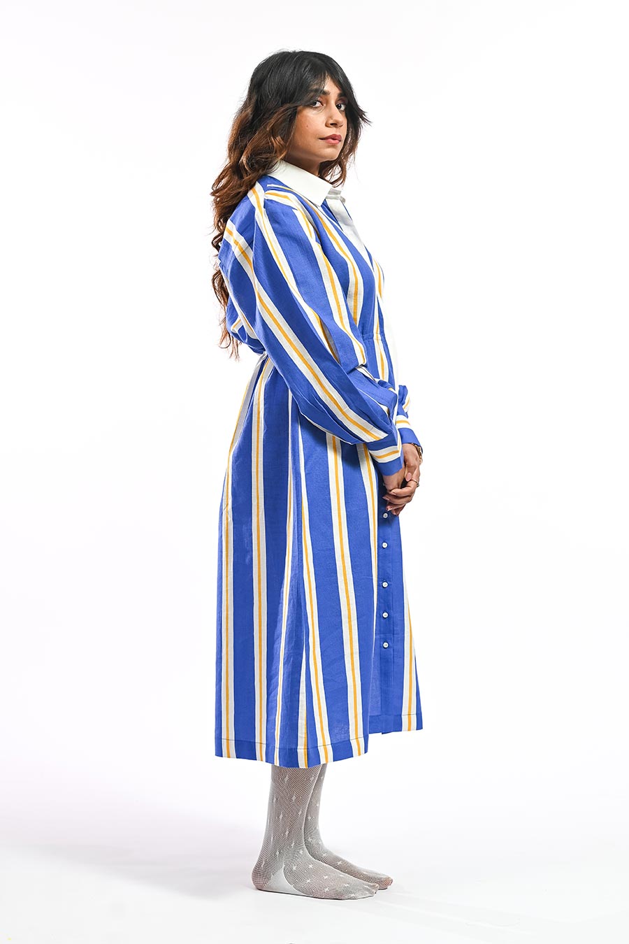 Azul Patto Blue Mosaic Printed Shirt Dress