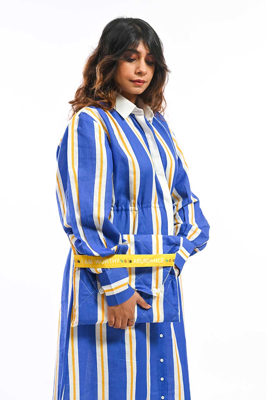 Azul Patto Blue Mosaic Printed Shirt Dress