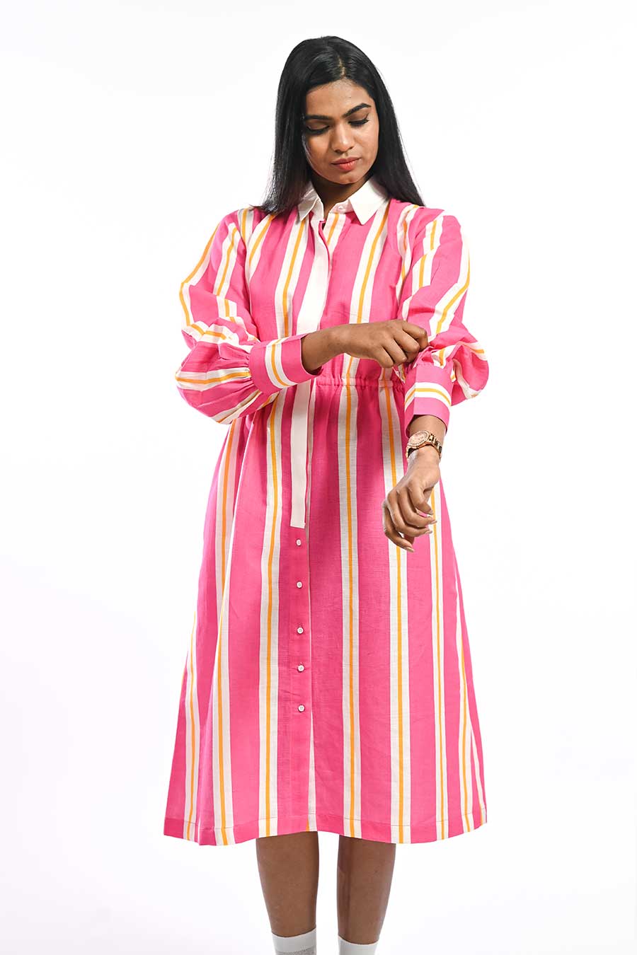 Rosa Patto Pink Printed Shirt Dress