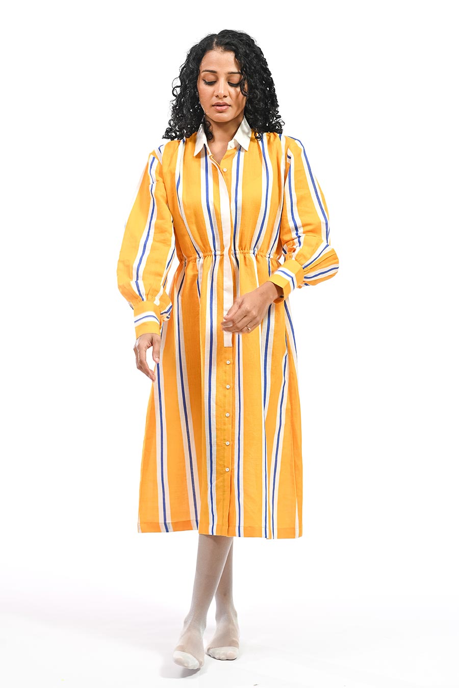 Amarelo Patto Yellow Printed Shirt Dress