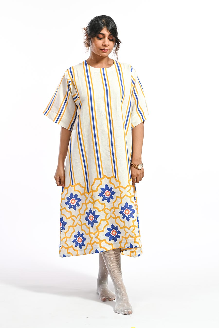Amarelo Campal Mosaic Printed Dress