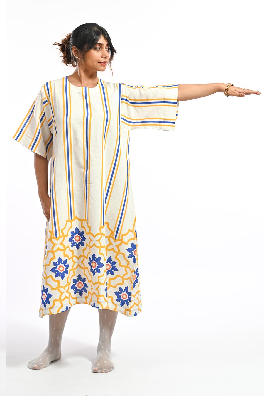 Amarelo Campal Mosaic Printed Dress