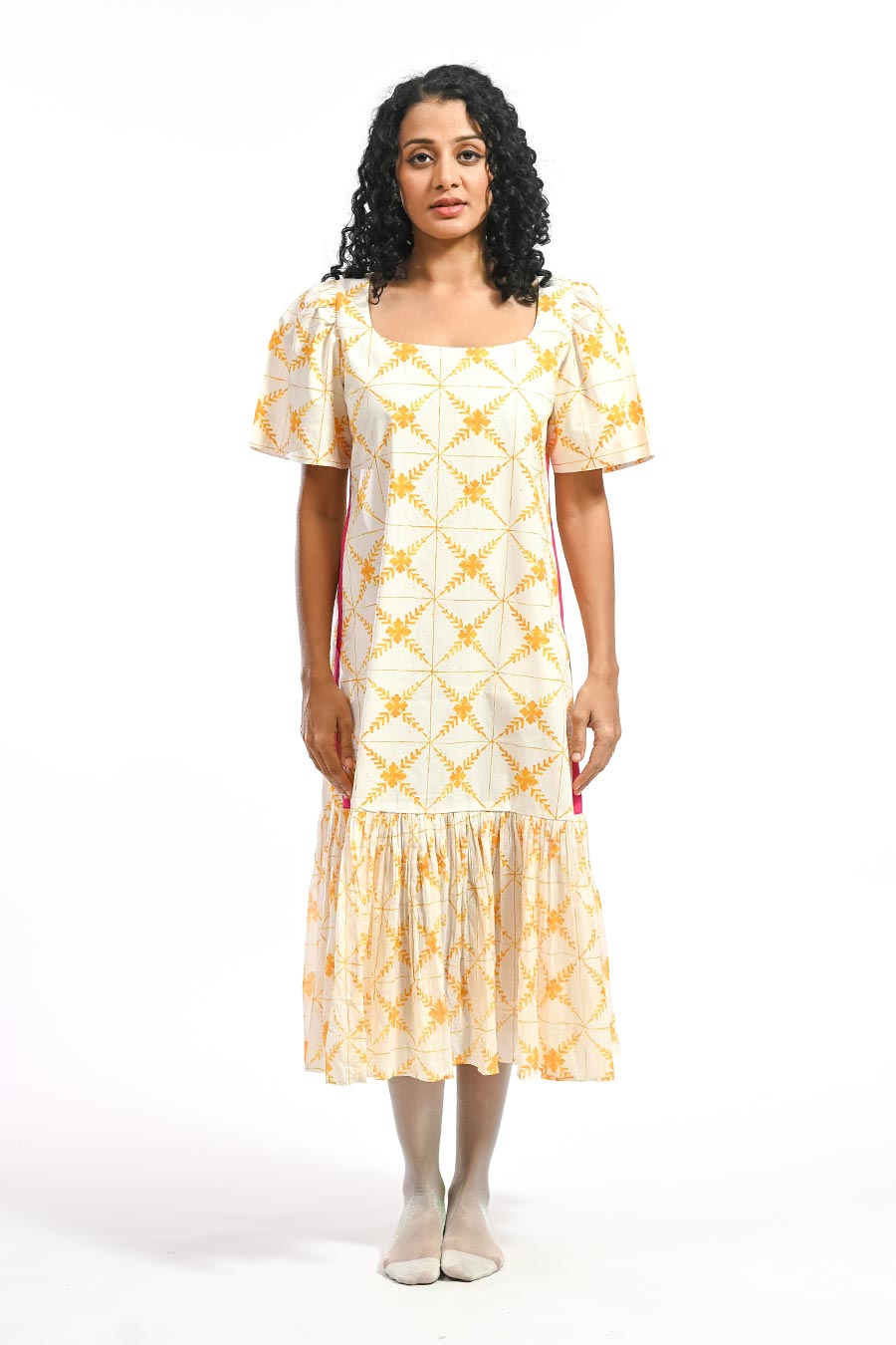 Amarelo Morjim Mosaic Printed Dress