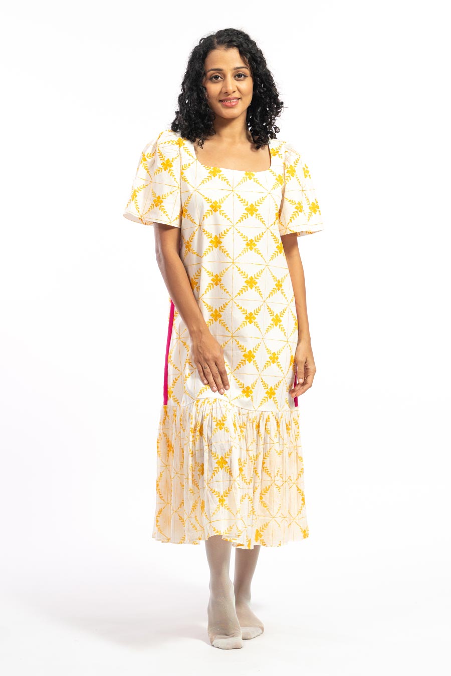 Amarelo Morjim Mosaic Printed Dress