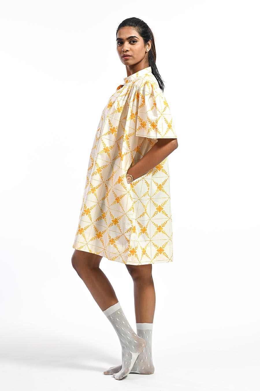 Amarelo Basilica Mosaic Printed Short Dress