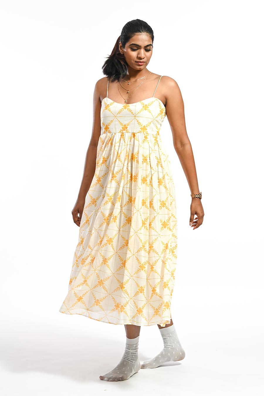 Amarelo Dona Paula Mosaic Printed Strappy Dress
