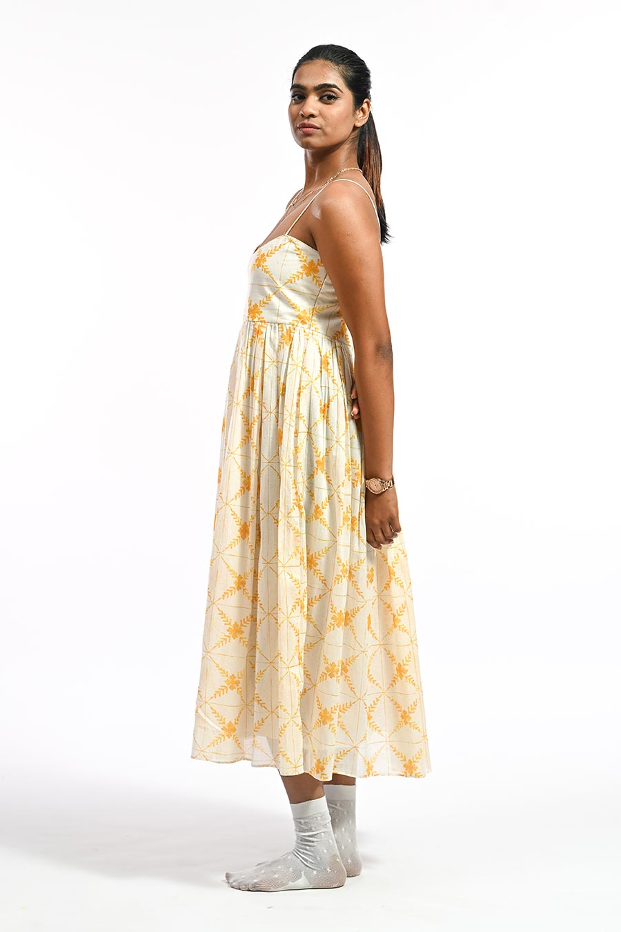 Amarelo Dona Paula Mosaic Printed Strappy Dress