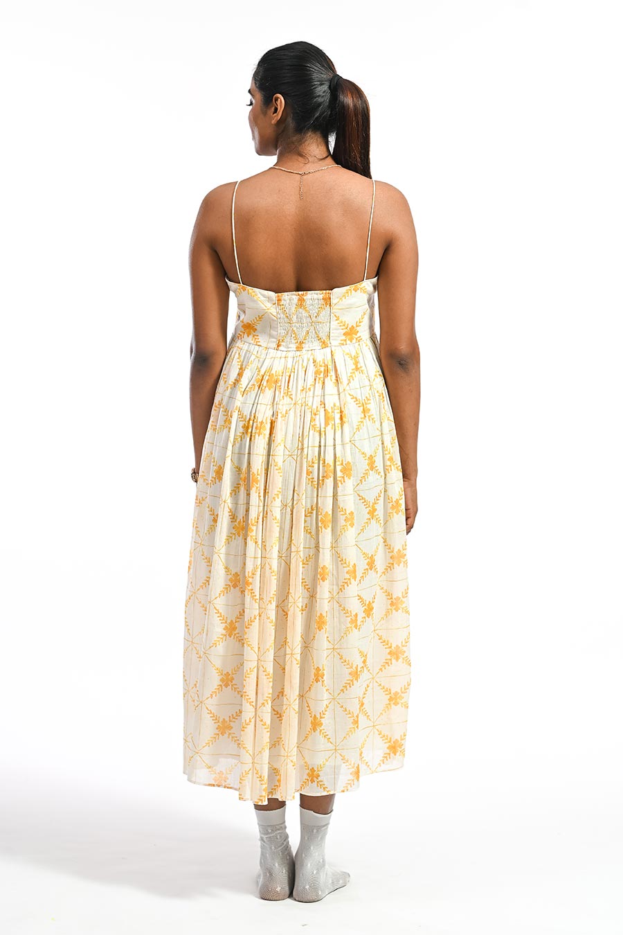 Amarelo Dona Paula Mosaic Printed Strappy Dress