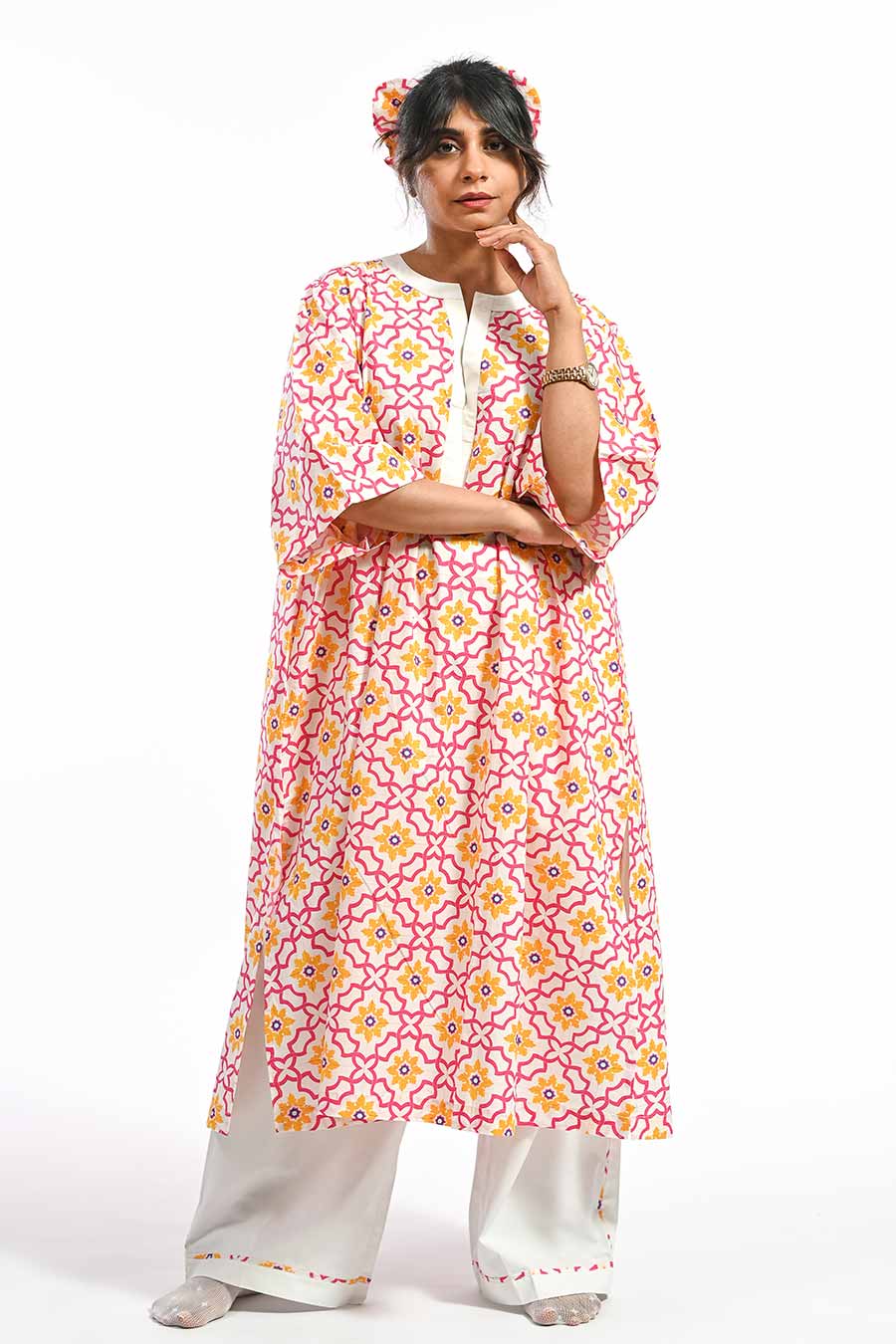 Rosa Pink Mosaic Printed Kurta & Pant Set