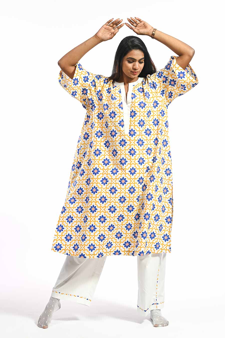Amarelo Yellow Mosaic Printed Kurta & Pant Set