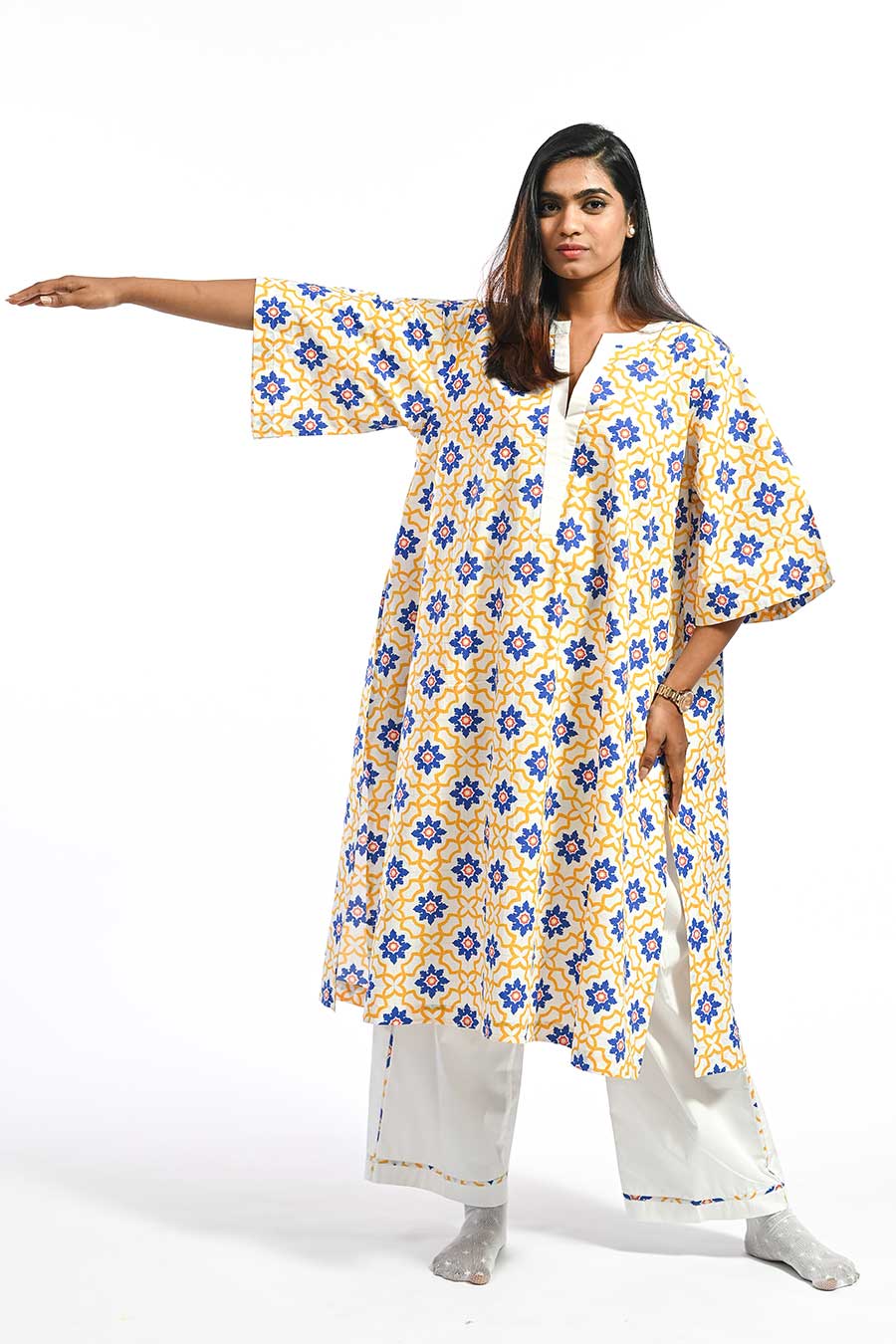 Amarelo Yellow Mosaic Printed Kurta & Pant Set