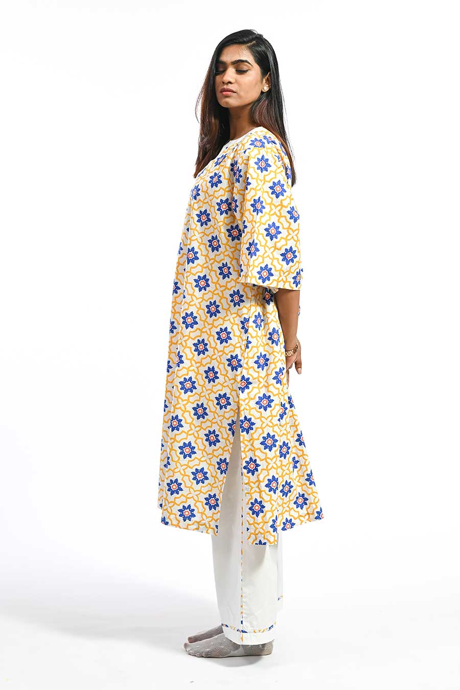 Amarelo Yellow Mosaic Printed Kurta & Pant Set