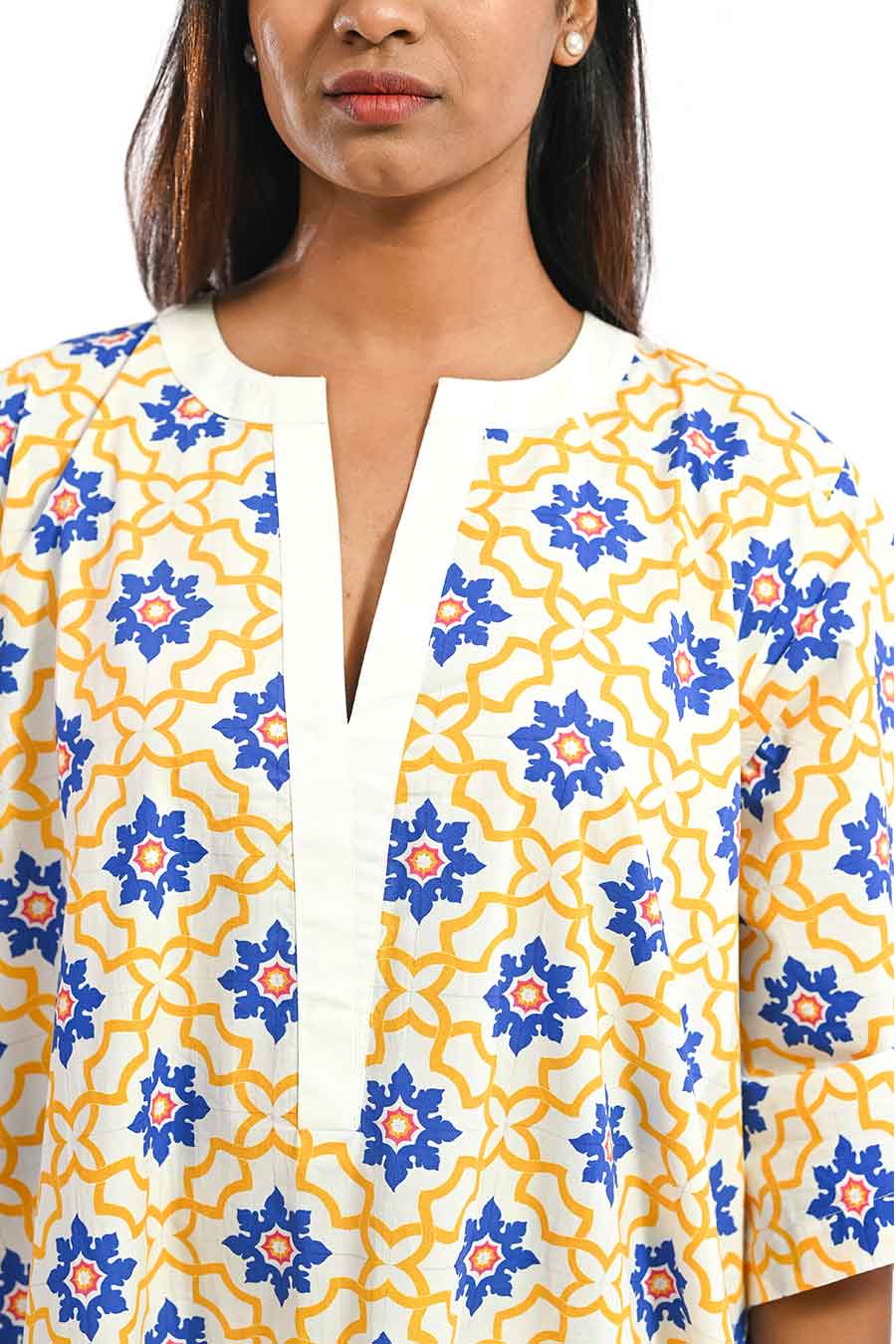 Amarelo Yellow Mosaic Printed Kurta & Pant Set