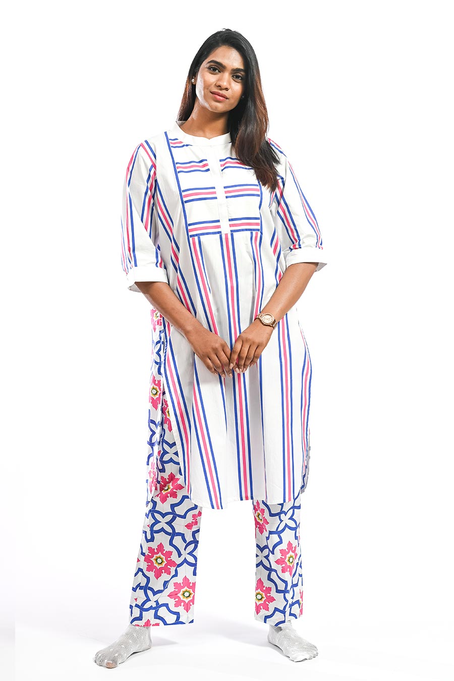 Azul Porvorim Blue Mosaic Kurta & Pant Set