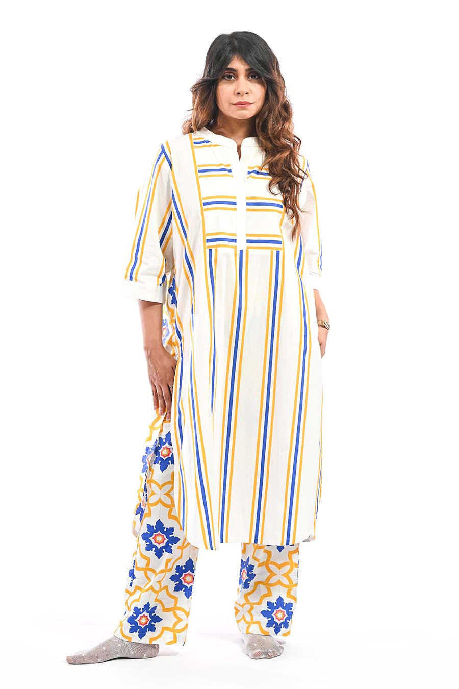 Amarelo Porvorim Yellow Mosaic Kurta & Pant Set