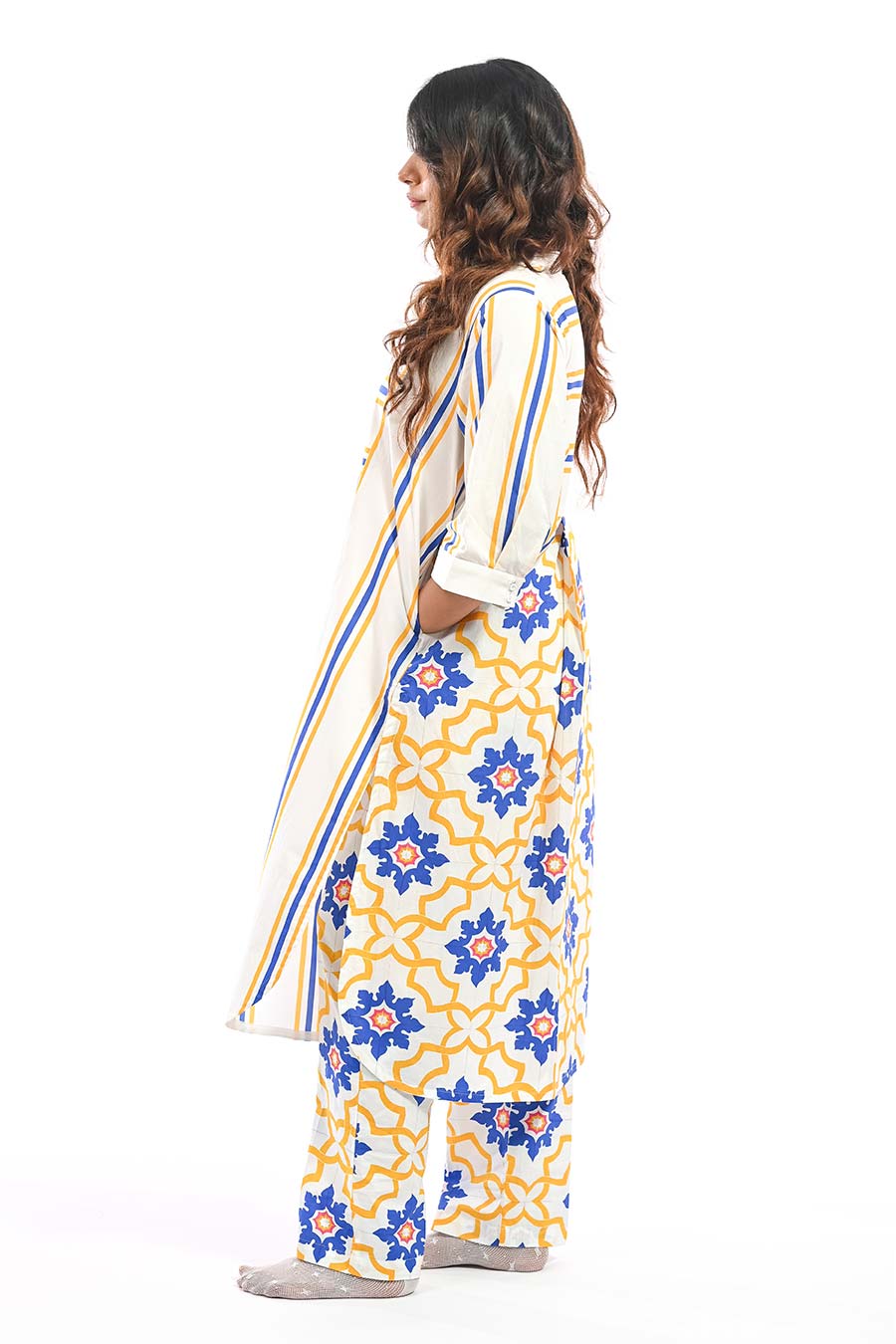 Amarelo Porvorim Yellow Mosaic Kurta & Pant Set