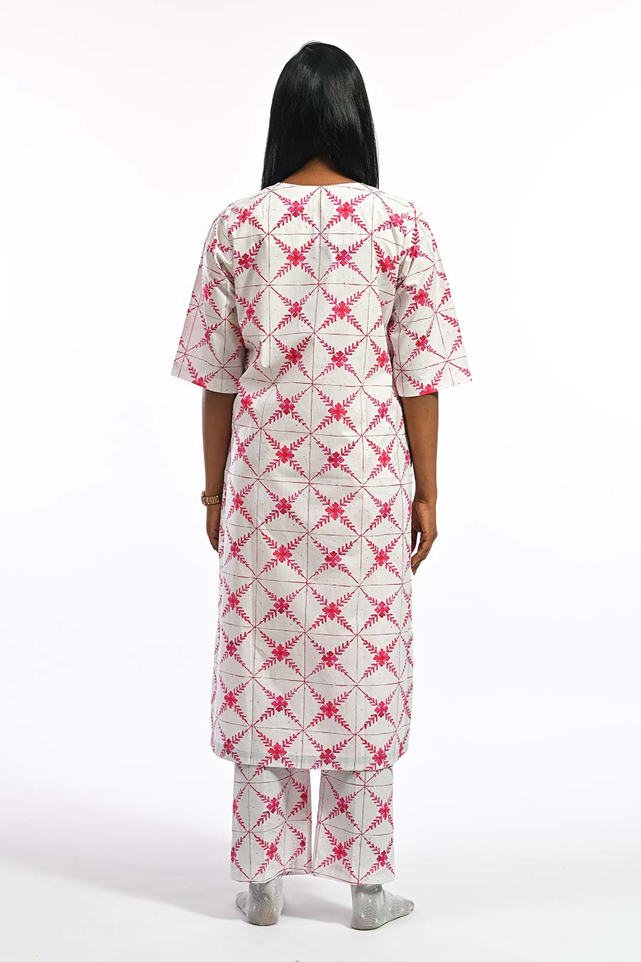Rosa Pink Mosaic Printed Kurta & Pant Set