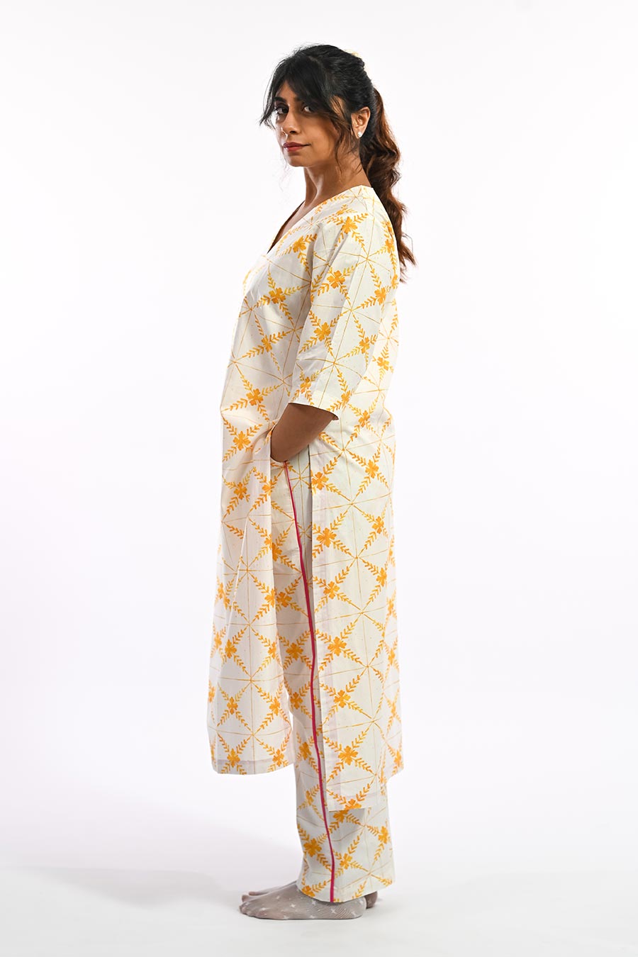 Amarelo Yellow Mosaic Printed Kurta & Pant Set