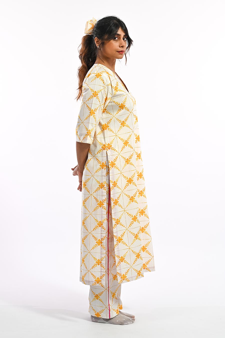 Amarelo Yellow Mosaic Printed Kurta & Pant Set