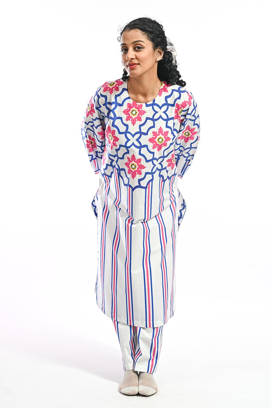 Azul Blue Mosaic Stripe Kurta & Pant Set