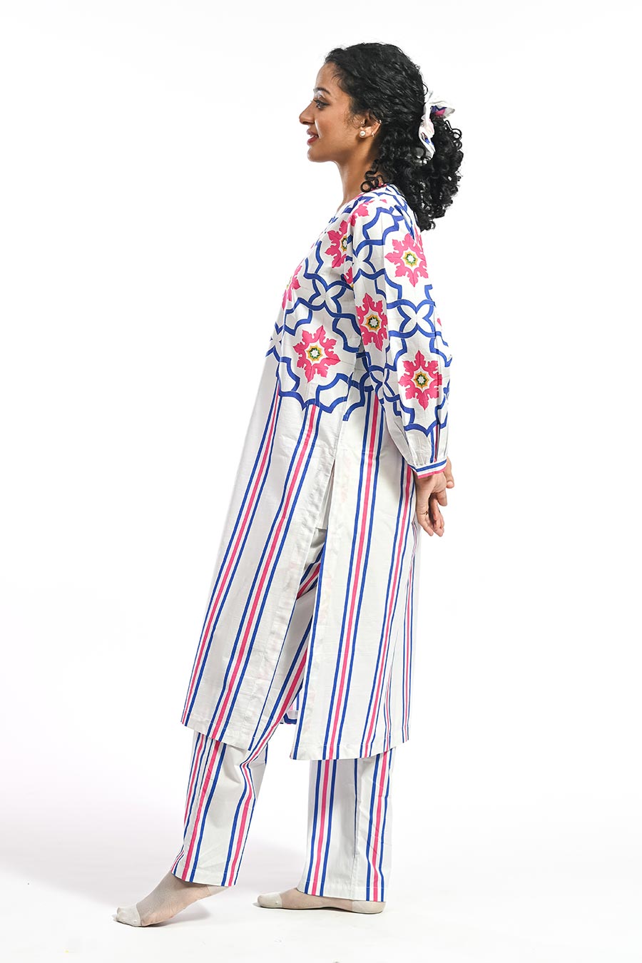 Azul Blue Mosaic Stripe Kurta & Pant Set