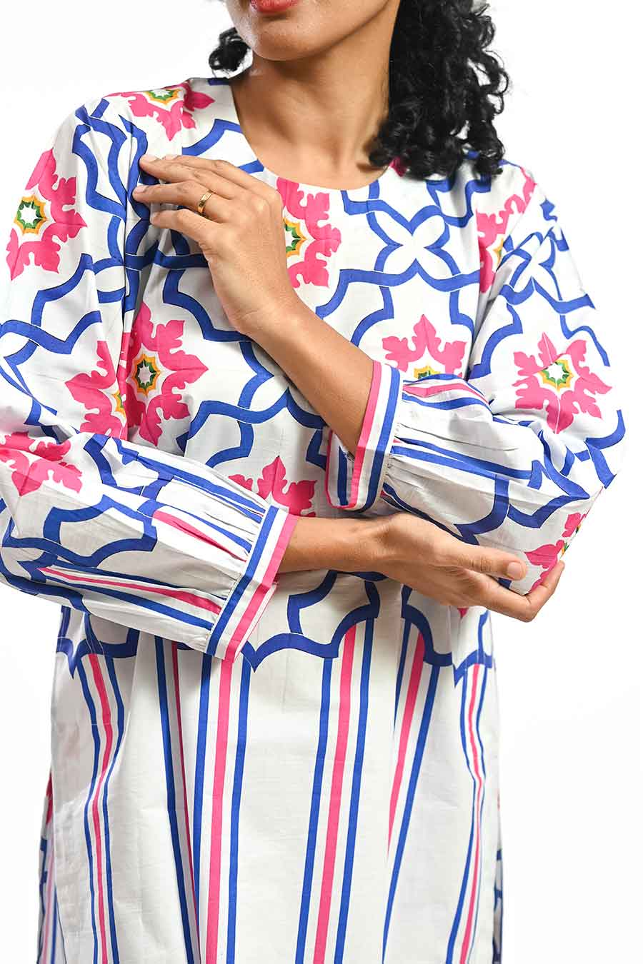 Azul Blue Mosaic Stripe Kurta & Pant Set