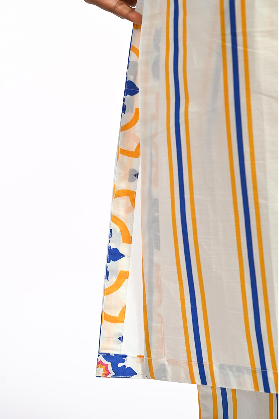Amarelo Yellow Mosaic Stripe Kurta & Pant Set