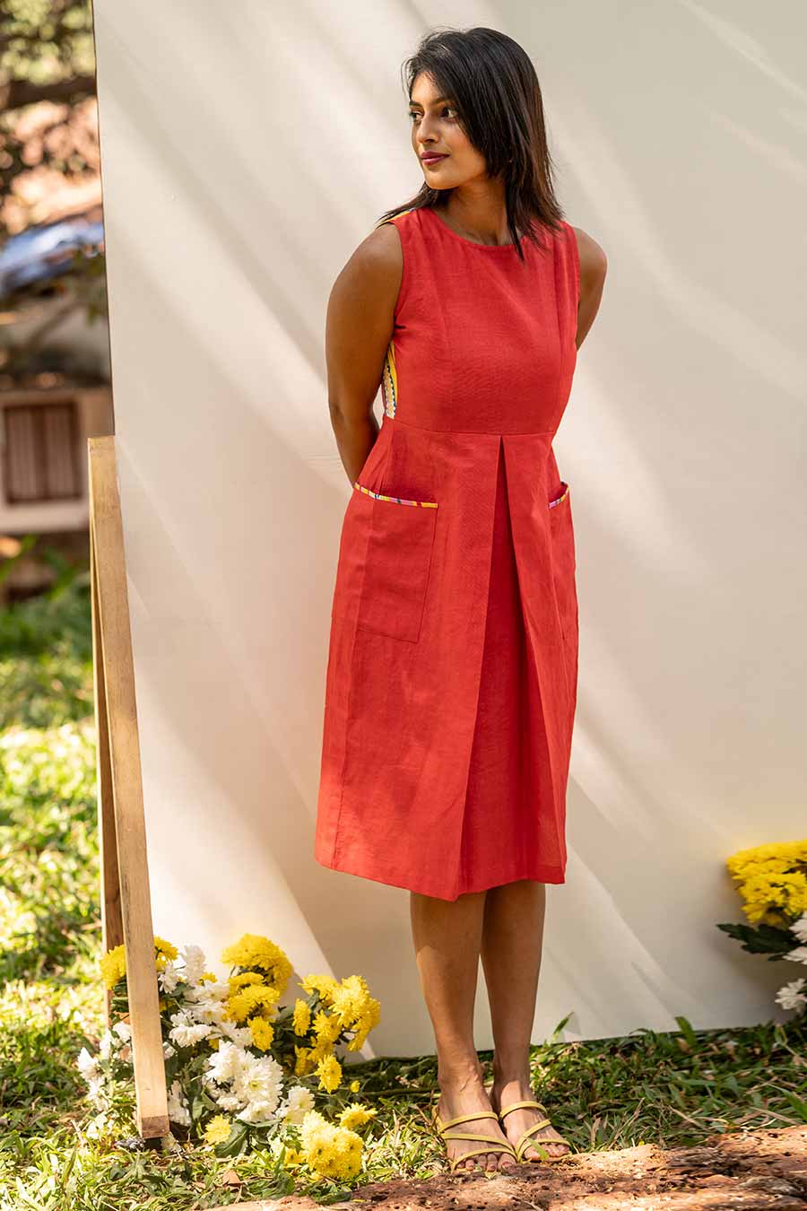 Red Back-Printed Dress