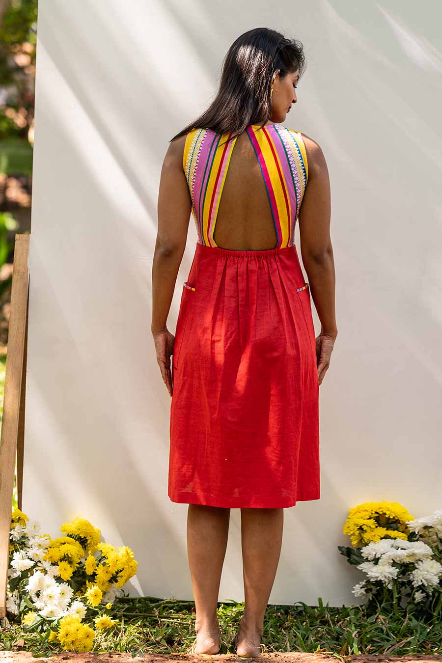 Red Back-Printed Dress