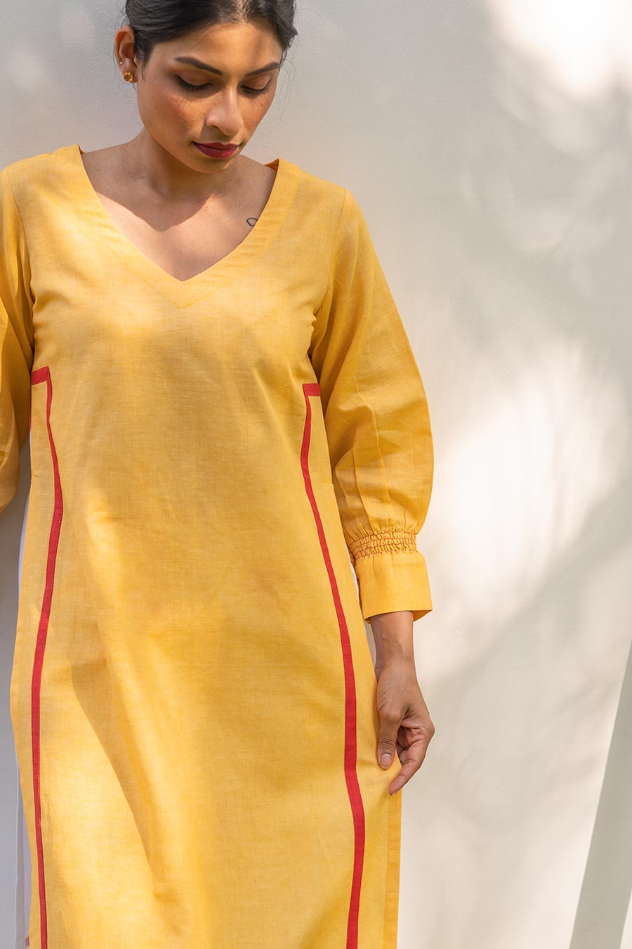 Yellow Back-Printed Kurta & Pant Set