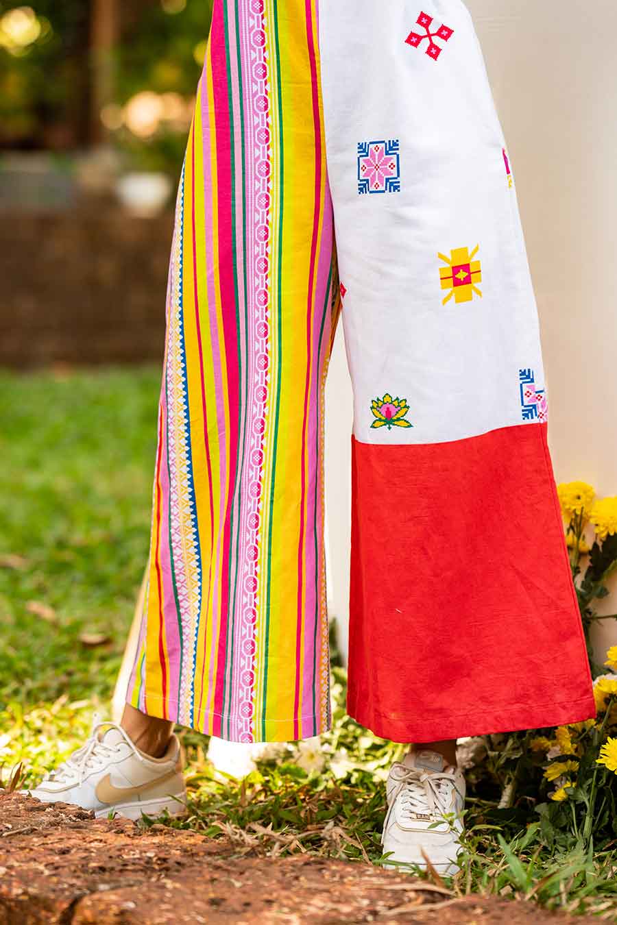 Multicolour Stripes & Motif Printed Jumpsuit