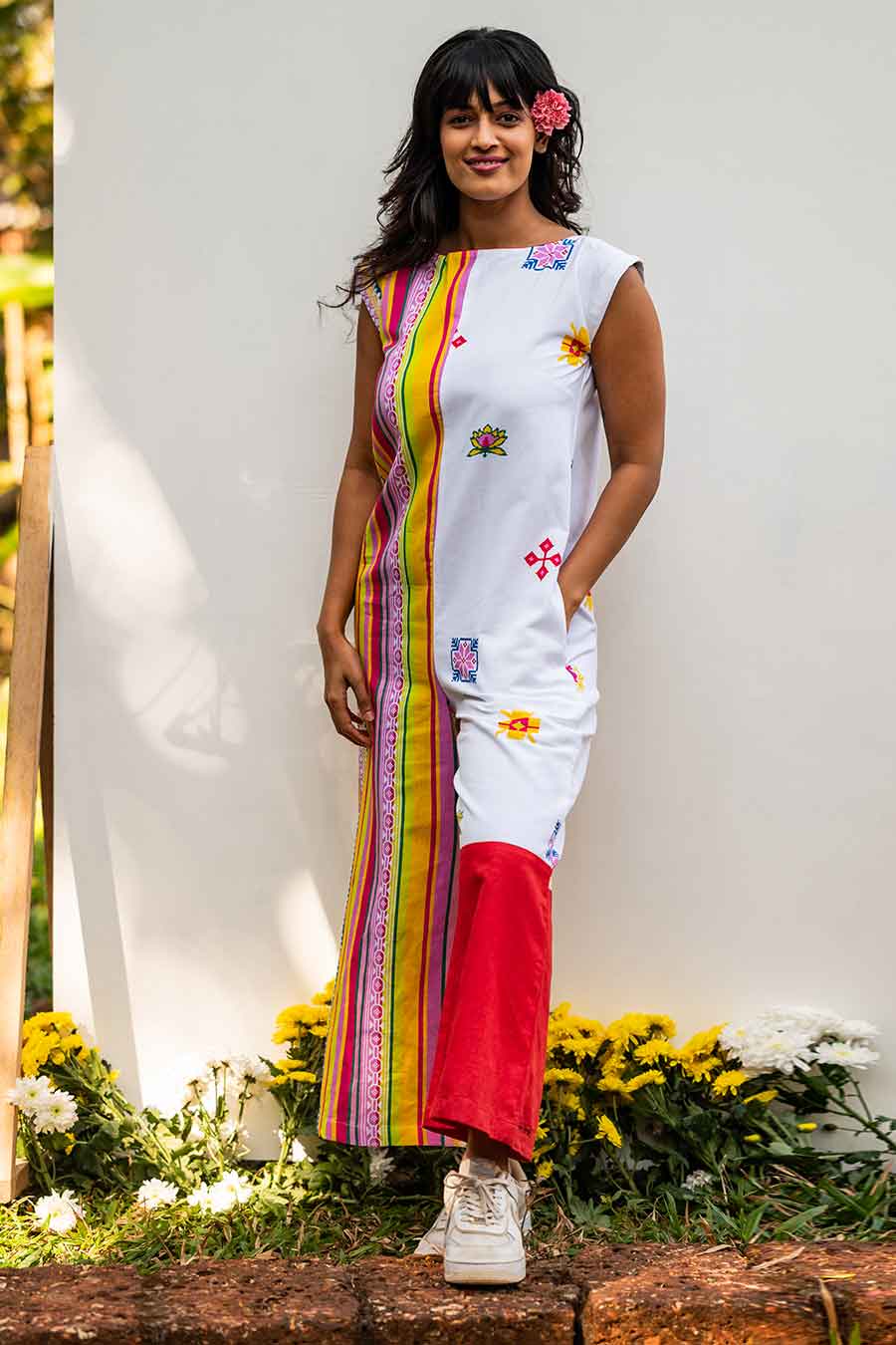 Multicolour Stripes & Motif Printed Jumpsuit