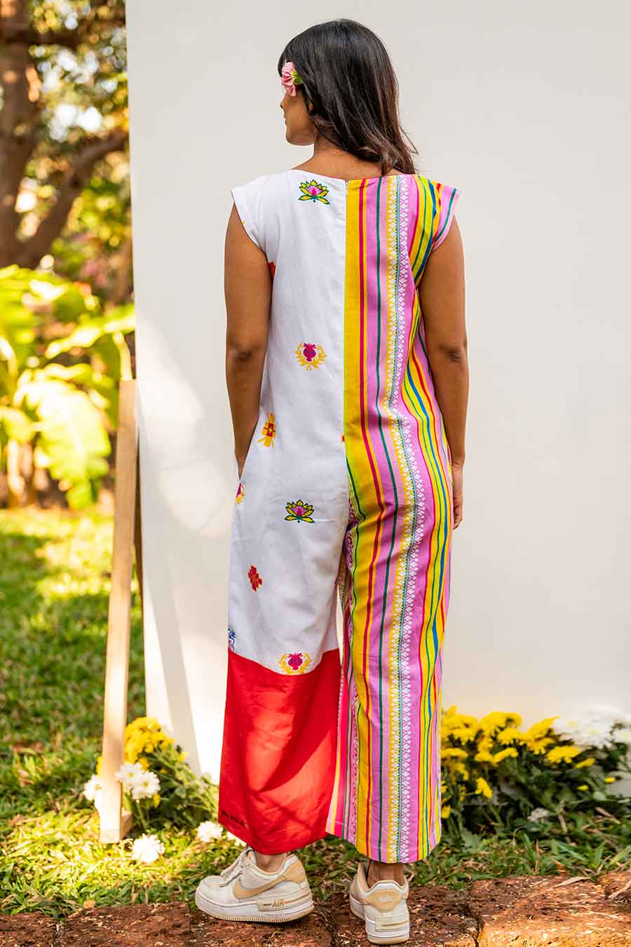 Multicolour Stripes & Motif Printed Jumpsuit