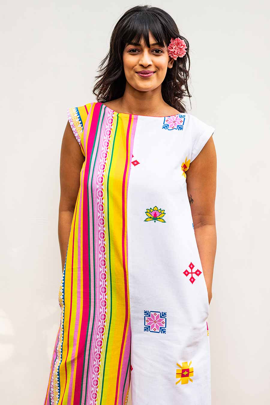 Multicolour Stripes & Motif Printed Jumpsuit