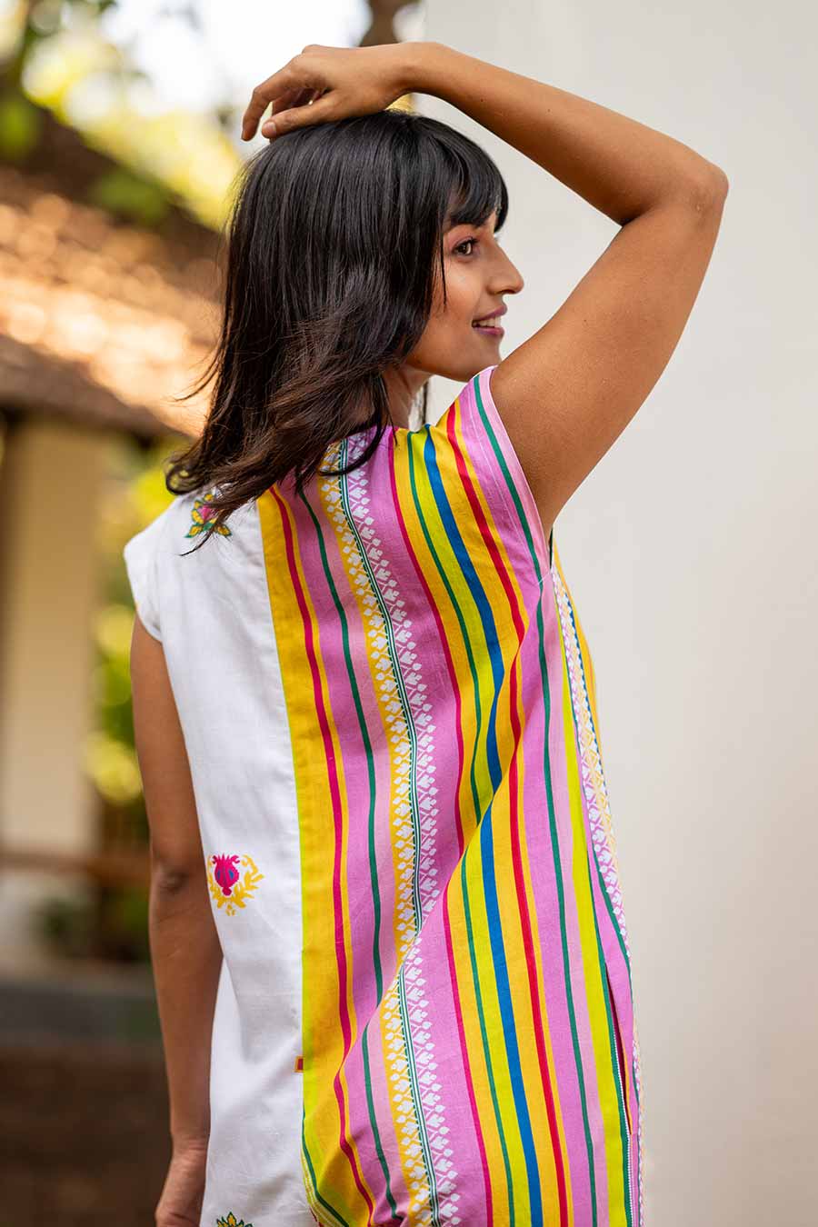 Multicolour Stripes & Motif Printed Jumpsuit