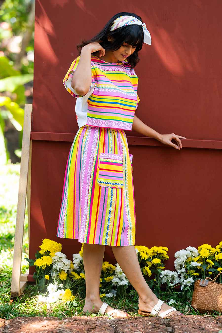 Multicolour Printed Two-Way Top & Skirt Co-Ord Set