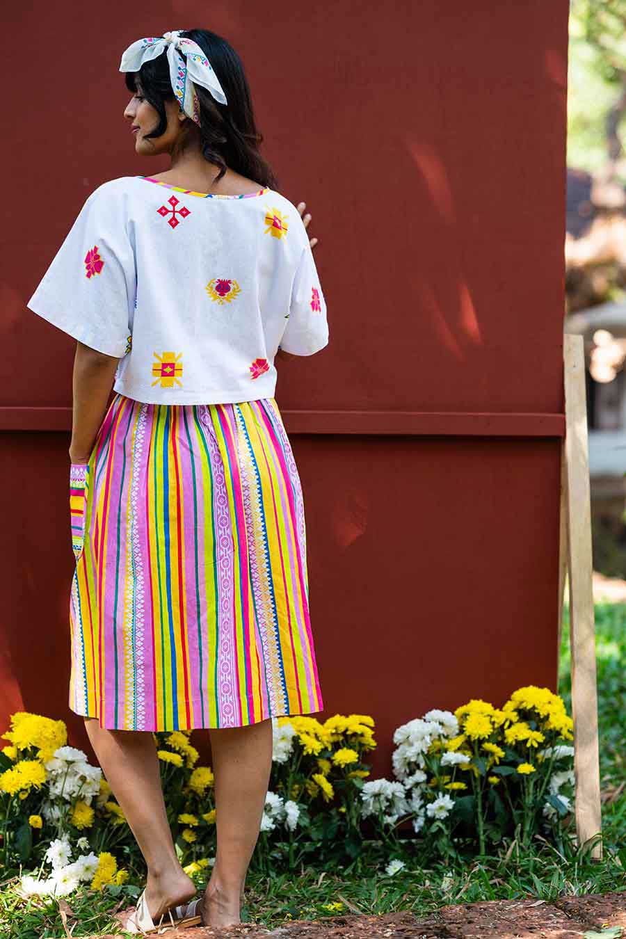 Multicolour Printed Two-Way Top & Skirt Co-Ord Set