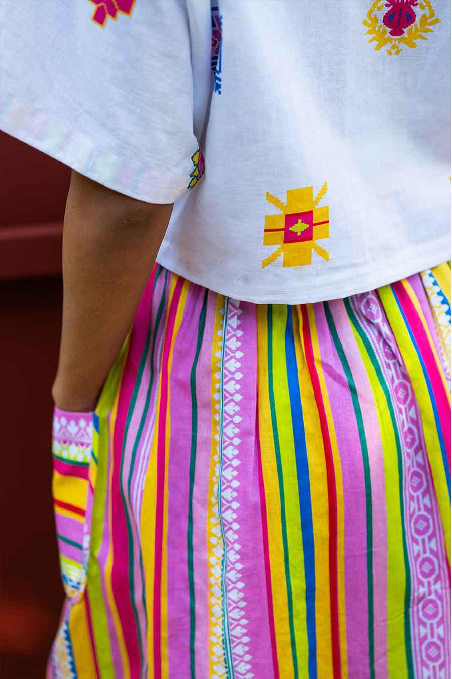 Multicolour Printed Two-Way Top & Skirt Co-Ord Set