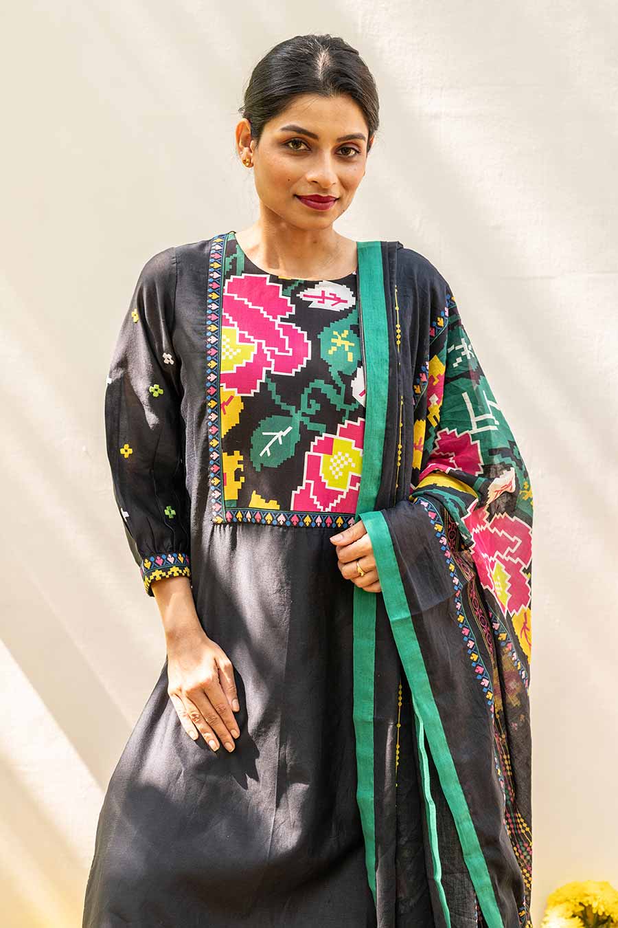 Black Printed Kurta Set