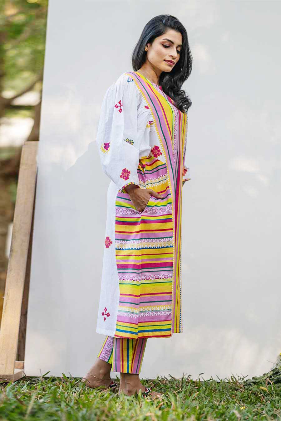 Multicolour Printed Tunic & Pant Set