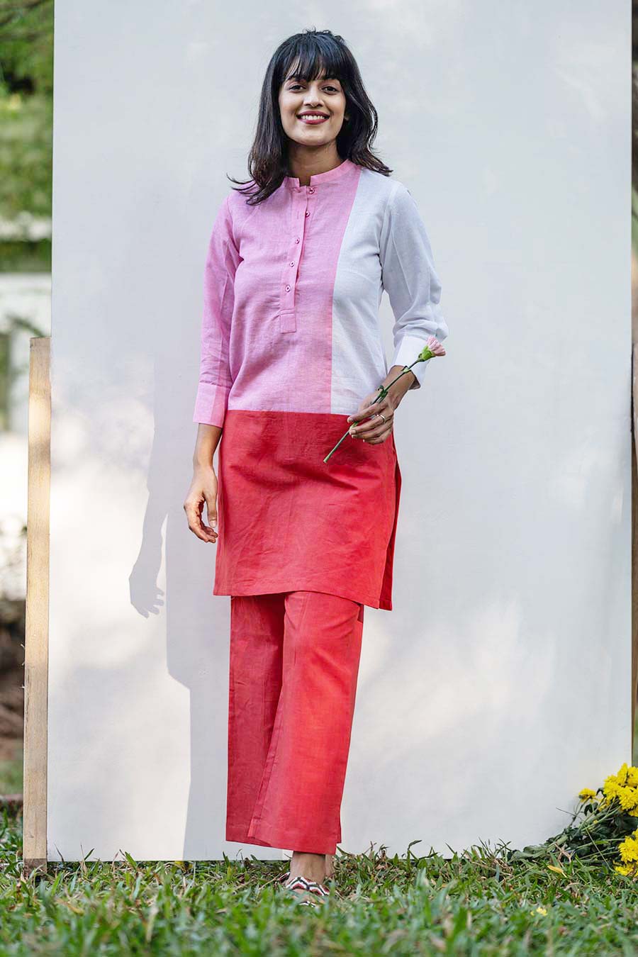 Multicolour Panelled Tunic & Pant Set