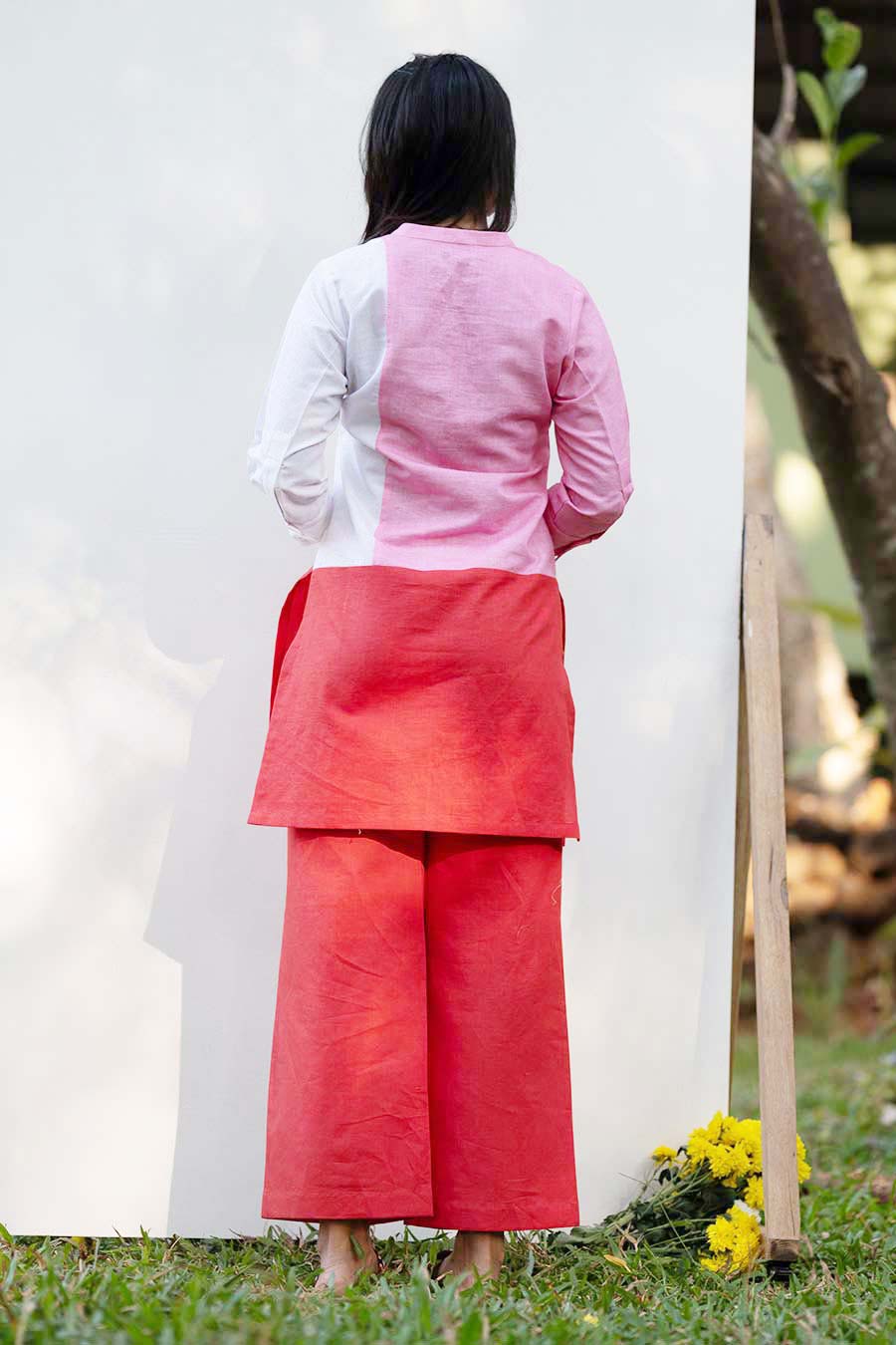 Multicolour Panelled Tunic & Pant Set