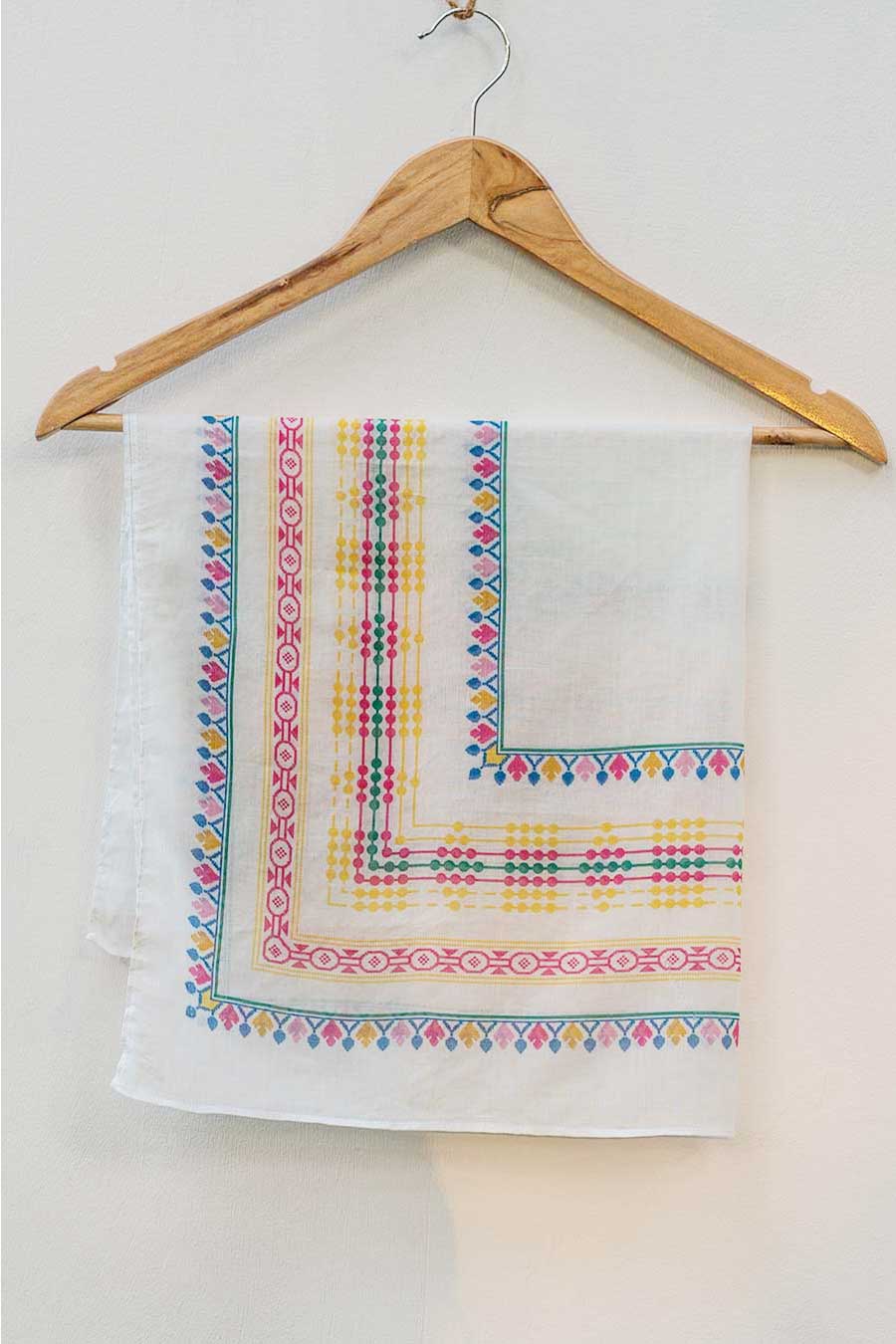 White Blush Blossom Printed Scarf