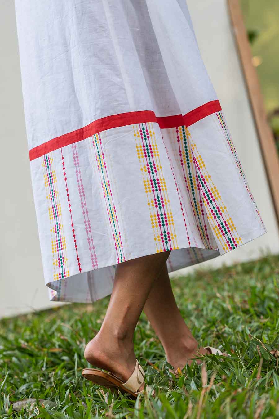 White Printed Midi Dress