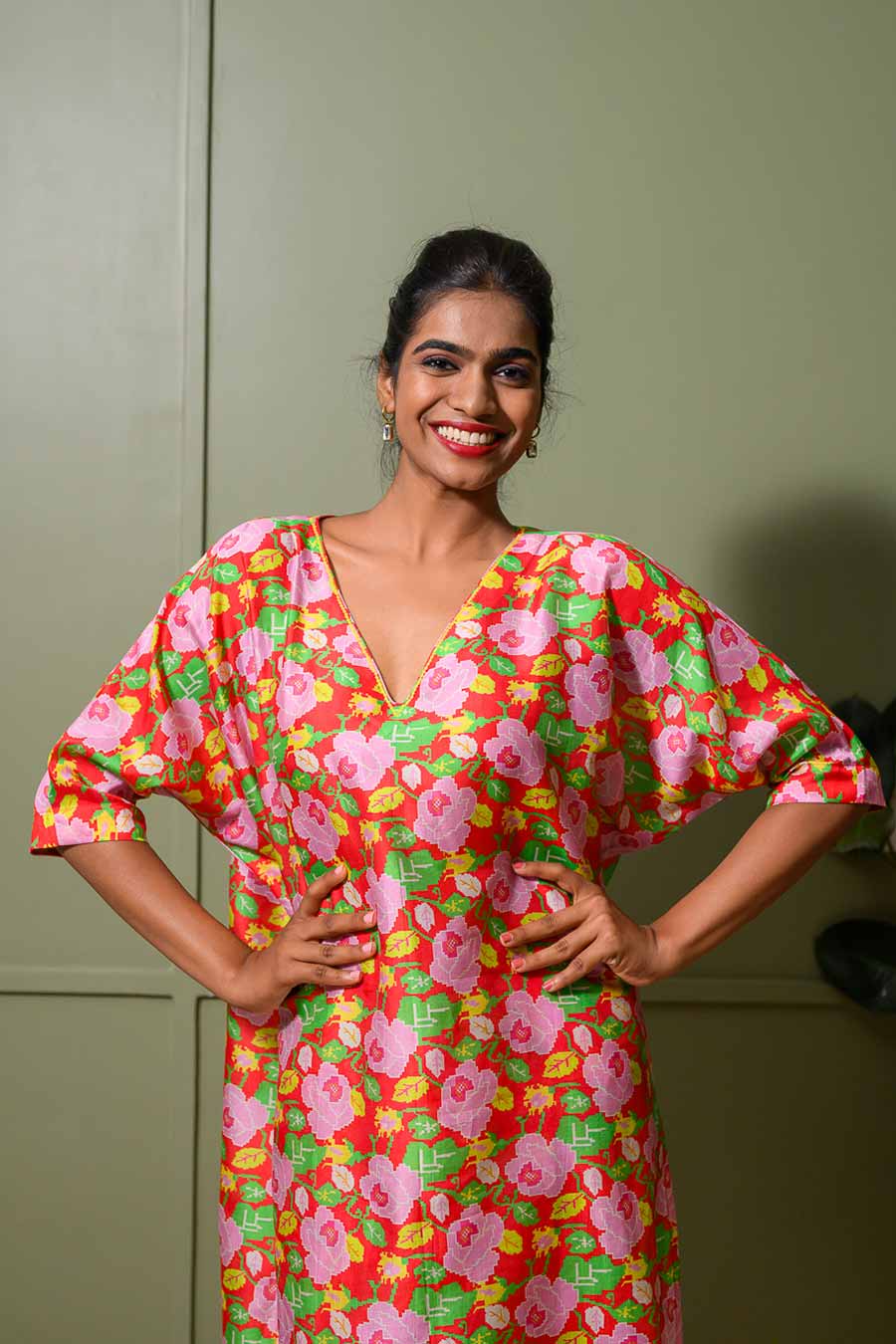 Red Lilly Printed Tunic & Pant Set