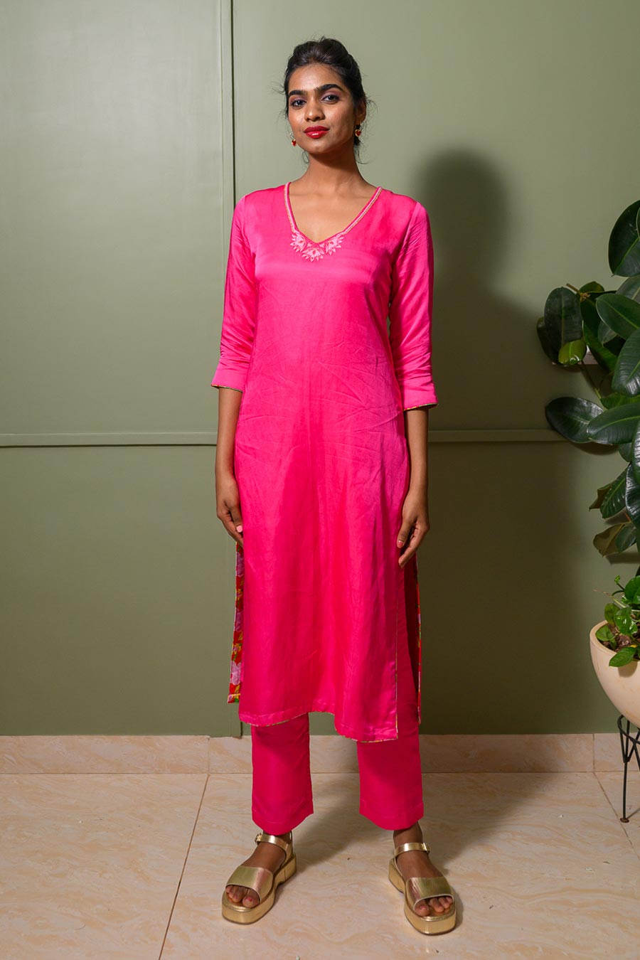 Pink Iris Embroidered Kurta Set