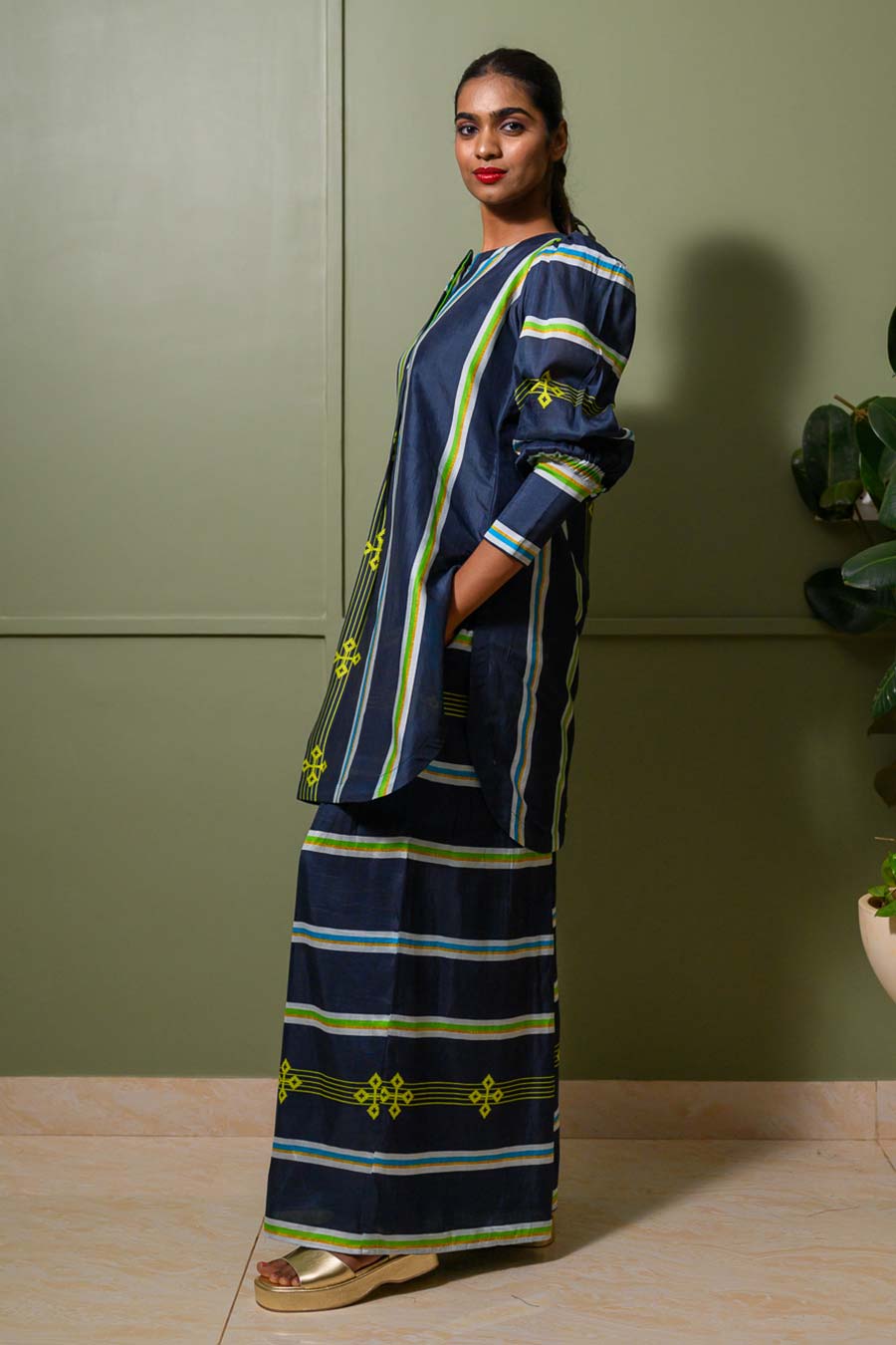 Bluebell Printed Stripes Tunic & Palazzo Set